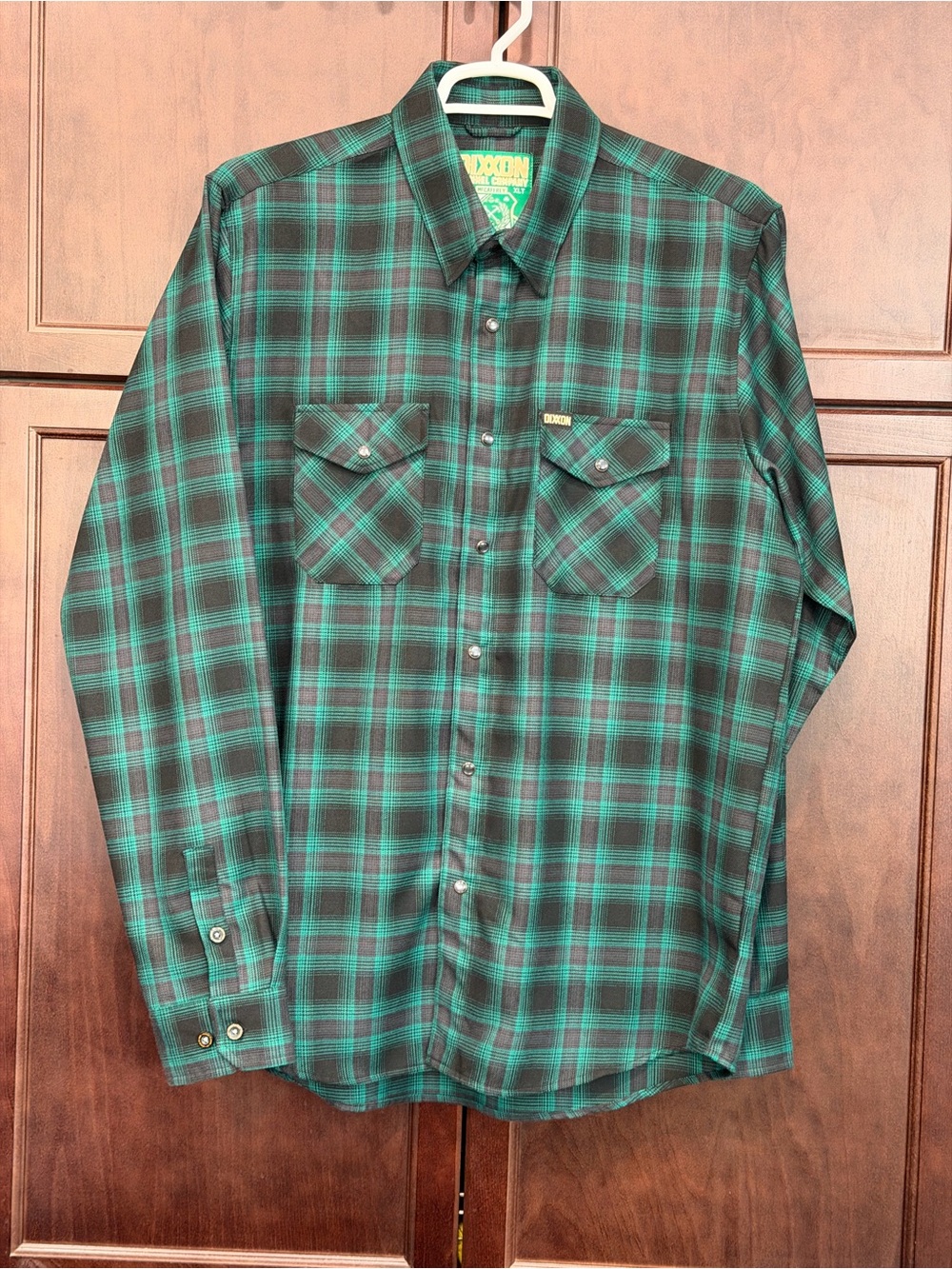 DIXXON Green and Black Plaid Snap-Front Shirt